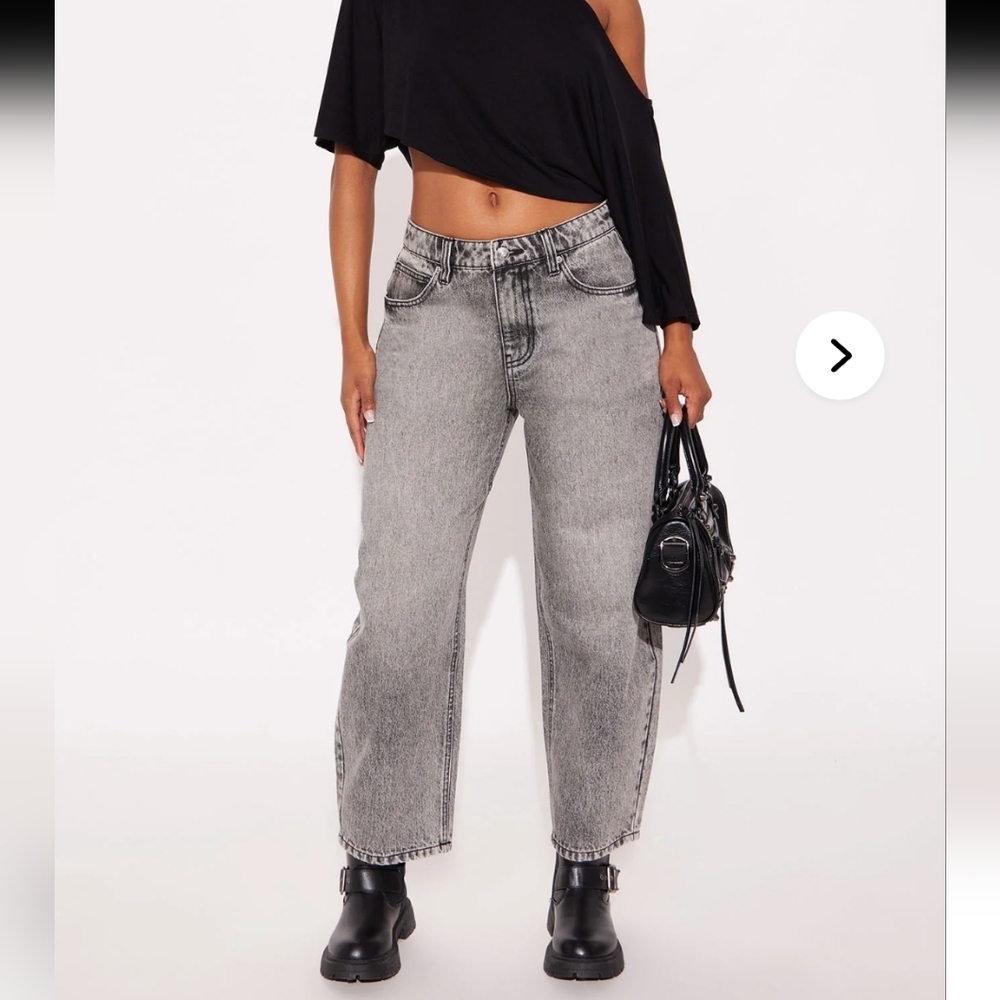 Fashion Nova Black and Gray Straight Leg Jeans